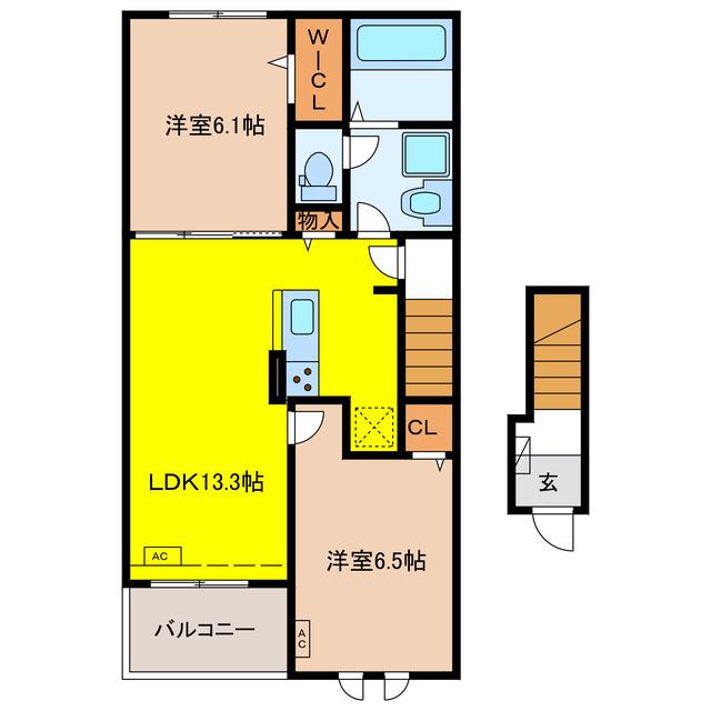 グランターサIII(2LDK/2階)の間取り写真