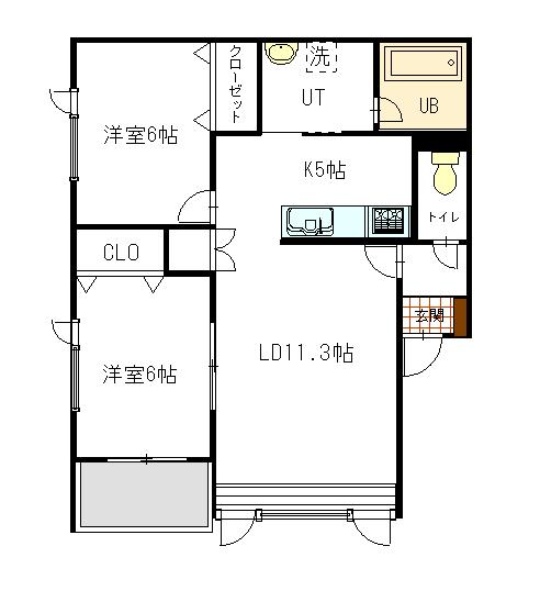 ショコラ(2LDK/2階)の間取り写真