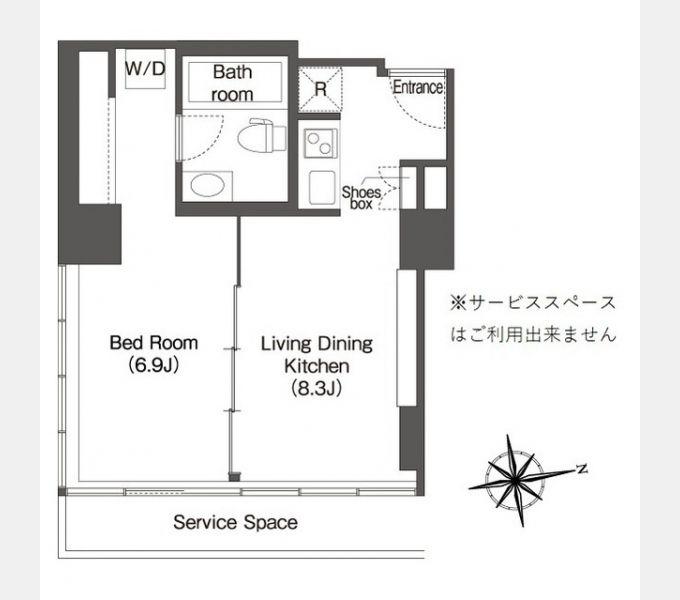 フロンティアレジデンスザタワー品川(1LDK/20階)の間取り写真