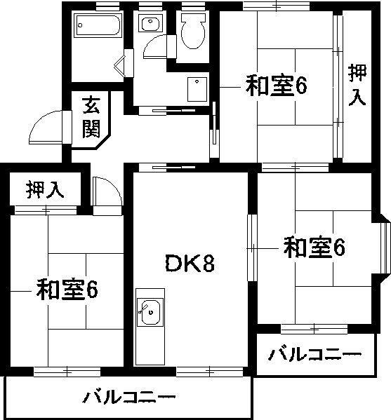 セントラルシティ一宮(3DK/2階)の間取り写真