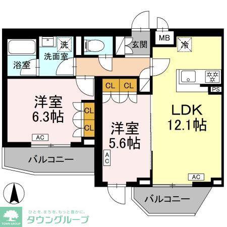 ロイジェント上板橋(2LDK/4階)の間取り写真