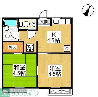 シャレー原宿B棟(2K/2階)の間取り写真