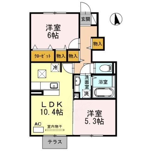 リュミエールM&Y(2LDK/1階)の間取り写真