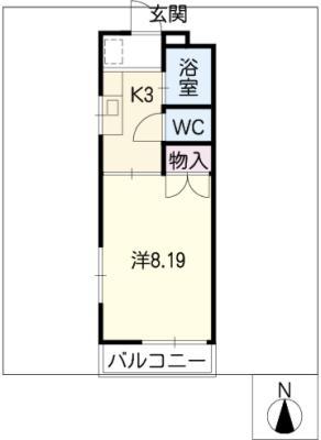 パストラル長久手(1K/2階)の間取り写真