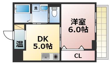 インフィールドII(1DK/2階)の間取り写真