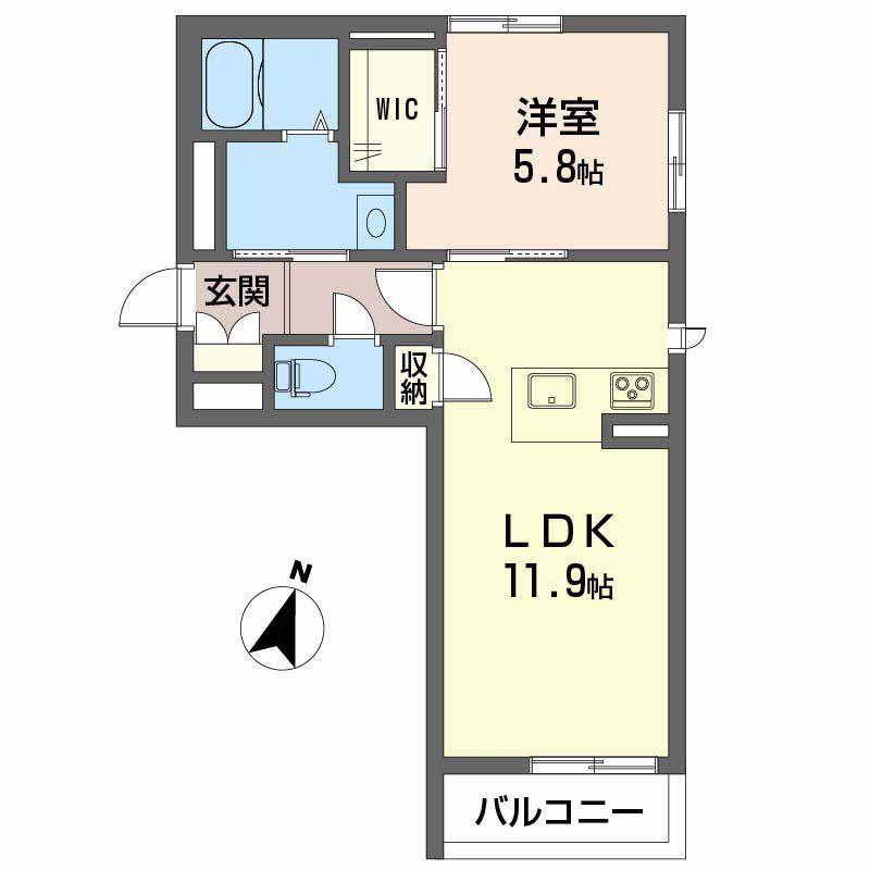 ベレオ高橋(1LDK/2階)の間取り写真