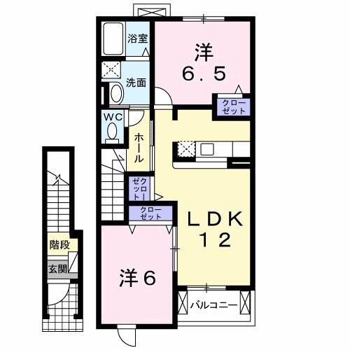 サニ-コート広崎(2LDK/2階)の間取り写真