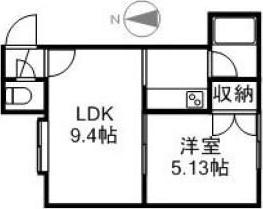 珊瑚マンション(1LDK/2階)の間取り写真