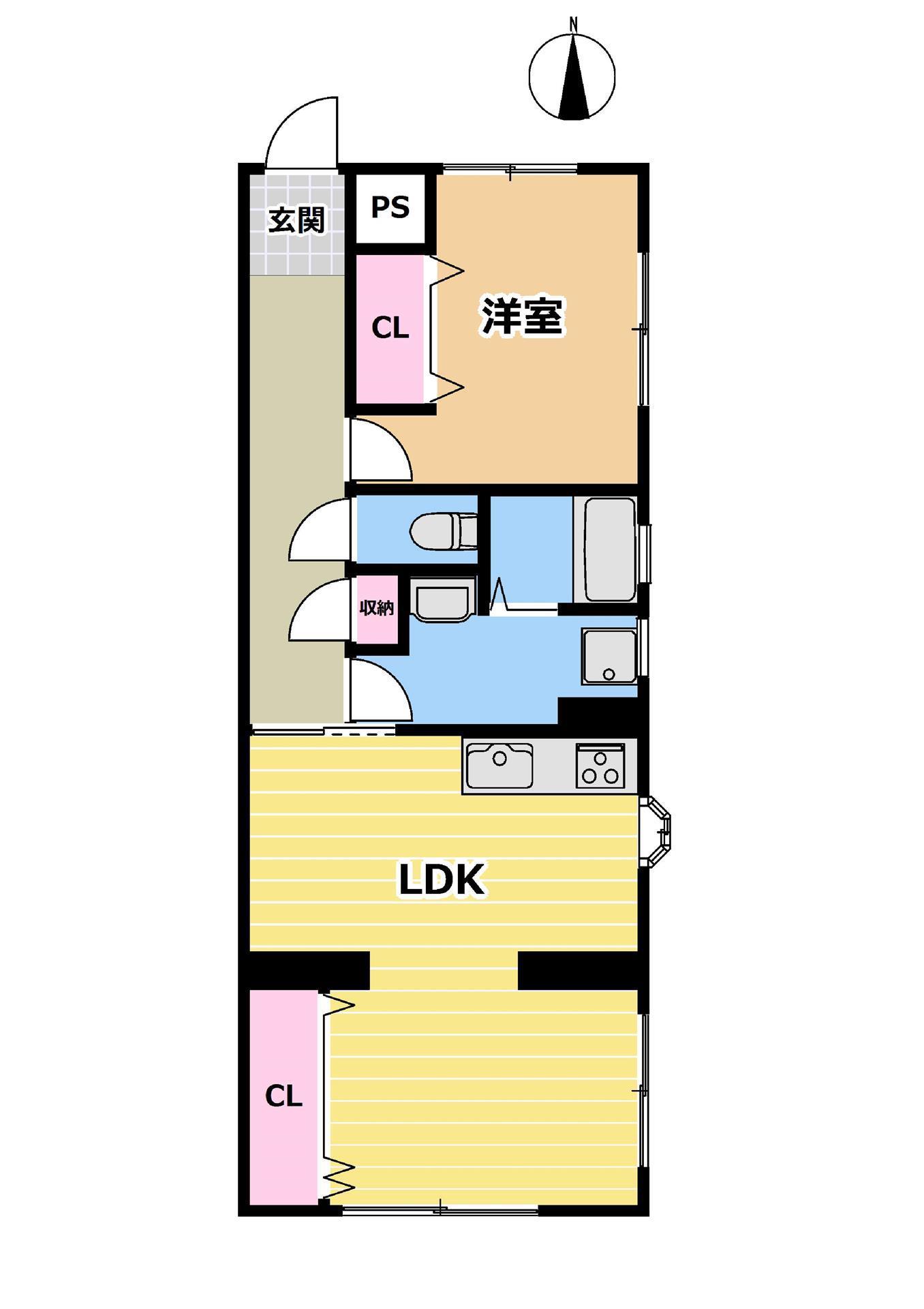 みなとハイツ(1LDK/1階)の間取り写真