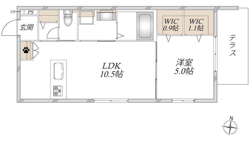RUBEUS OMIYA(1LDK/1階)の間取り写真