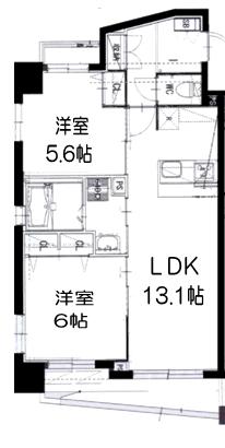 ライブリーVIII(2LDK/5階)の間取り写真