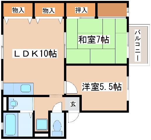 ソファレ池上(2LDK/1階)の間取り写真