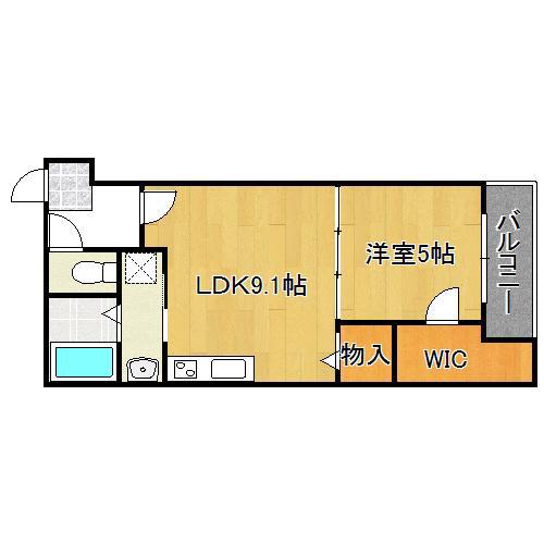 チェリーブロッサムⅠ番館(1LDK/2階)の間取り写真