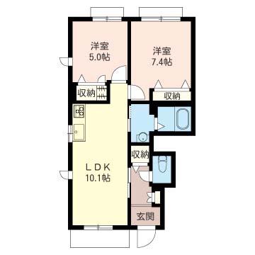 リビオン俊(2LDK/1階)の間取り写真