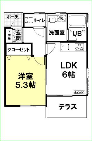 アーバニズム61A(1LDK/1階)の間取り写真
