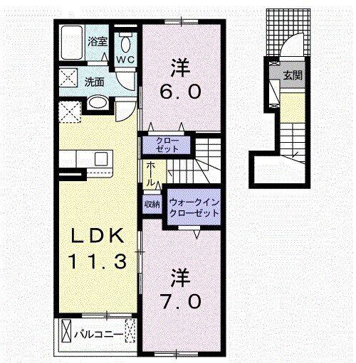 MTIハイツ IV(2LDK/2階)の間取り写真