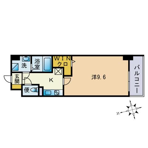 LUXCAS FUKUOKA イースト(1K/6階)の間取り写真