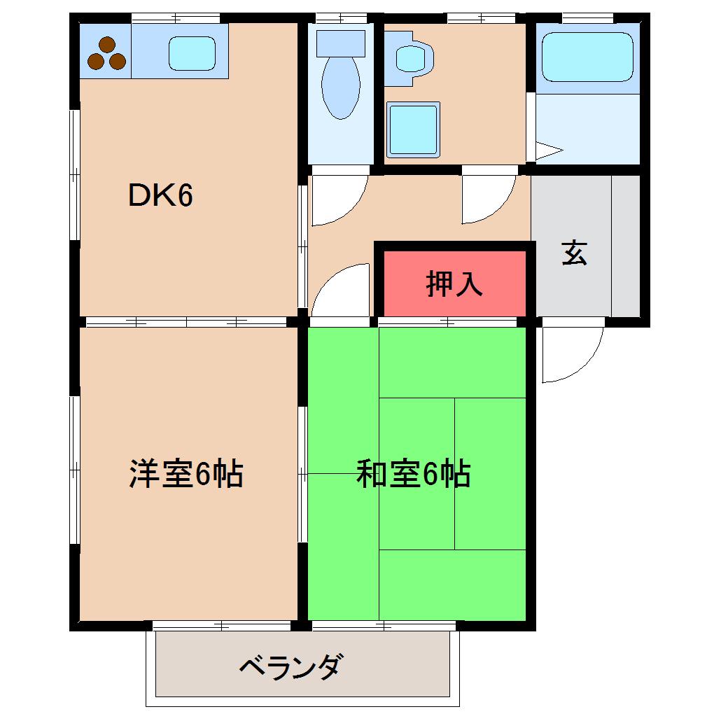SITIA(2DK/2階)の間取り写真