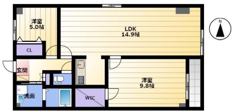 アルコ8(2LDK/4階)の間取り写真