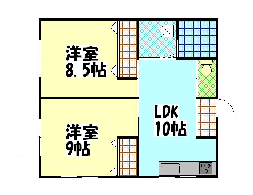 国重アパートIII(2LDK/1階)の間取り写真