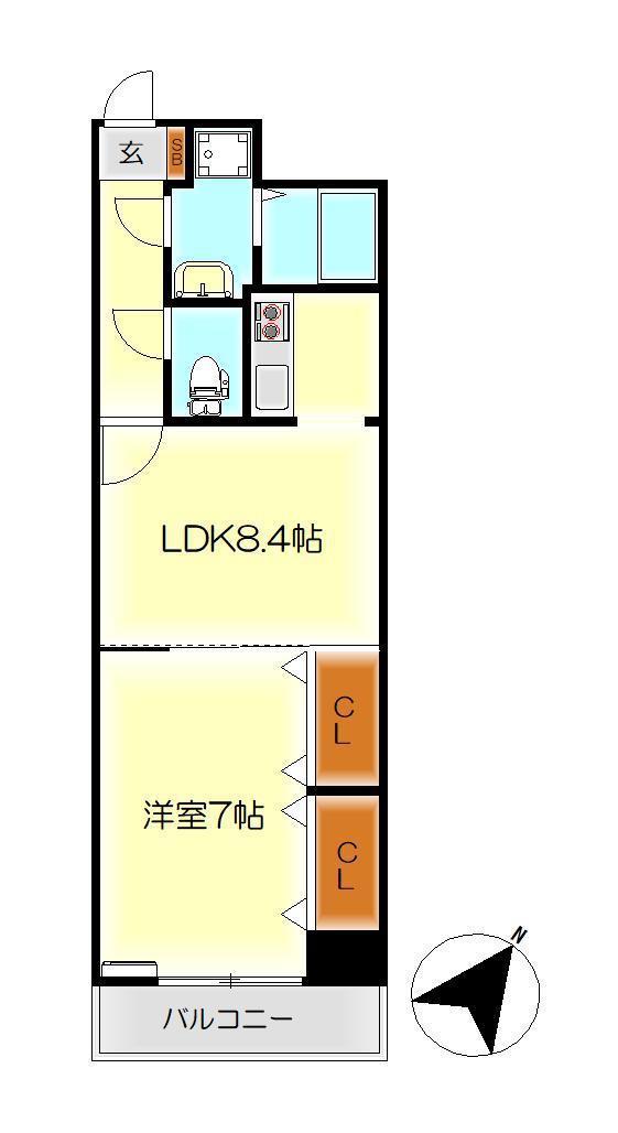 グランディールノブハラ(1LDK/6階)の間取り写真