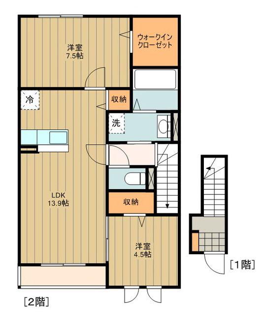 ジュパンスクルート(2LDK/2階)の間取り写真