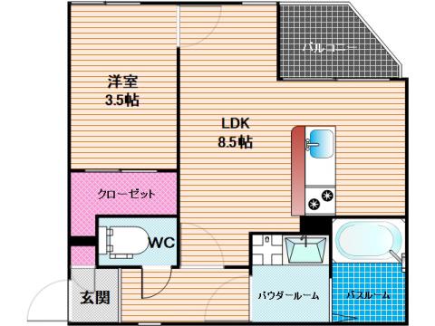クレシア南福岡II(1LDK/2階)の間取り写真