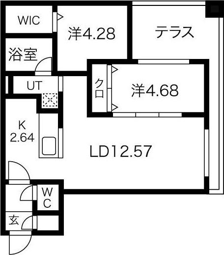 ラグナベルデ菊水7条(2LDK/1階)の間取り写真