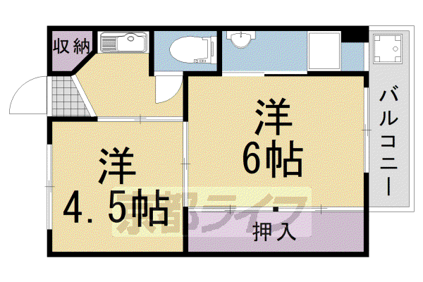 ビレッジハウス長岡(2K/4階)の間取り写真