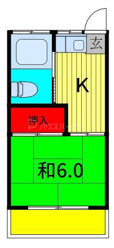 今西アパート(1K/2階)の間取り写真