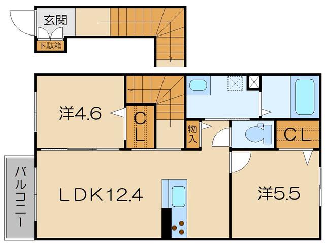セルディーナ(2LDK/2階)の間取り写真