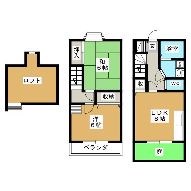 ウッドフィールド(2SLDK/1階)の間取り写真