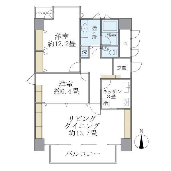 グラン・アクス麹町(2LDK/5階)の間取り写真