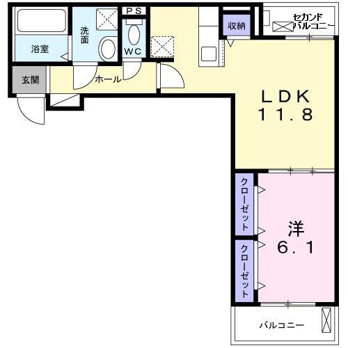 メゾン エスポワール(1LDK/2階)の間取り写真
