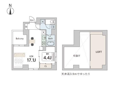GRANDUO武蔵小山4(1LDK/5階)の間取り写真