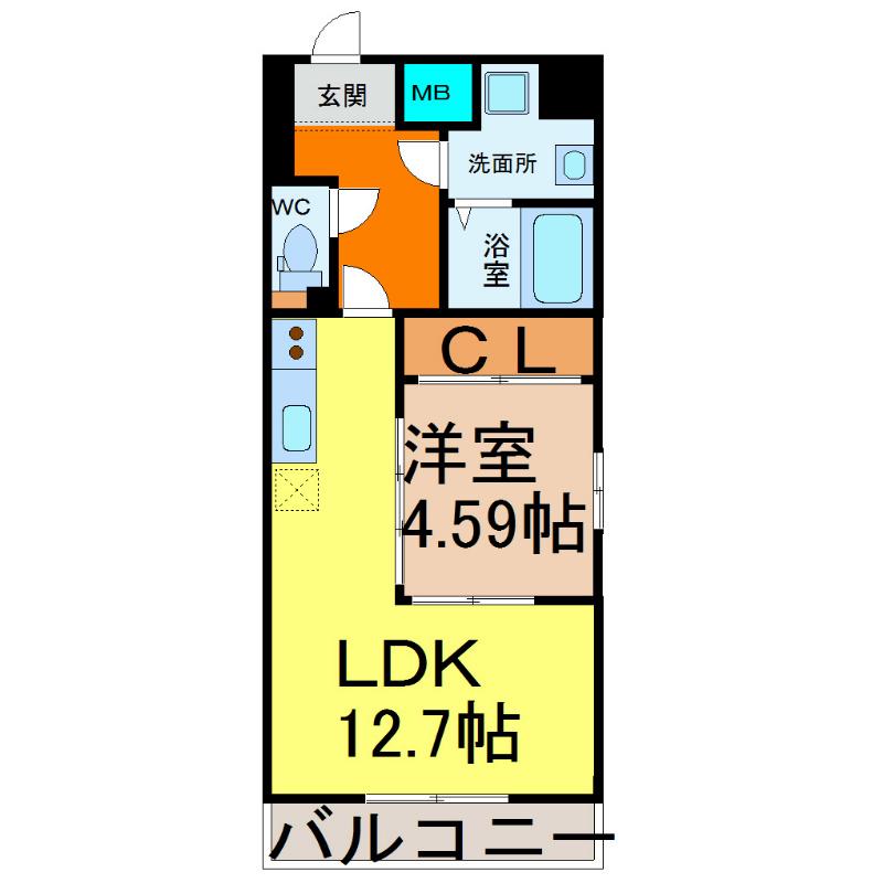 GRANDUKE東別院(1LDK/6階)の間取り写真