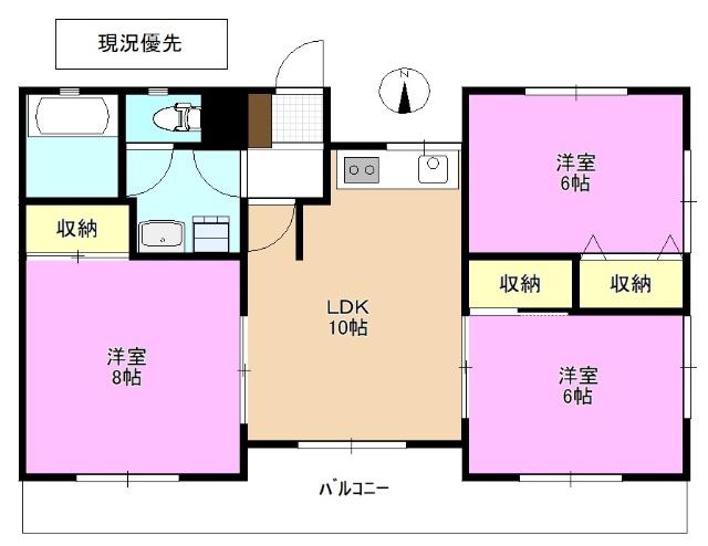 アシスト長野マンション5 I号棟(3LDK/1階)の間取り写真