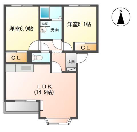 WILL PARK(2LDK/2階)の間取り写真