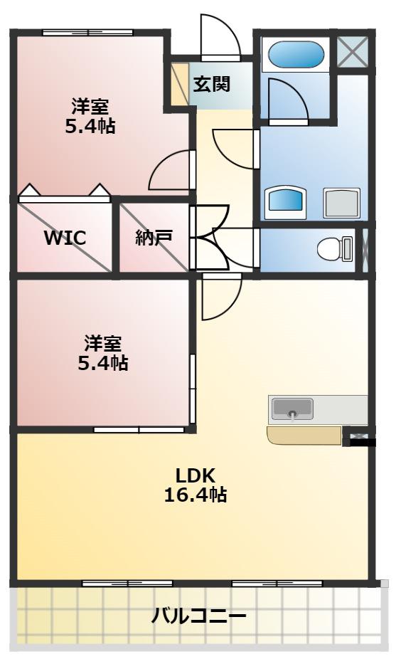 ヒラソール(2LDK/3階)の間取り写真