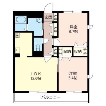 グランベール(2LDK/3階)の間取り写真