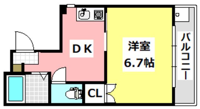 見付山マンション(1DK/3階)の間取り写真