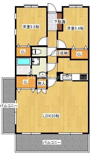 ニューオオサキ(2LDK/3階)の間取り写真