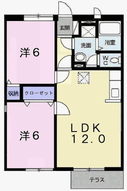 エンジェルコーポラスA(2LDK/1階)の間取り写真