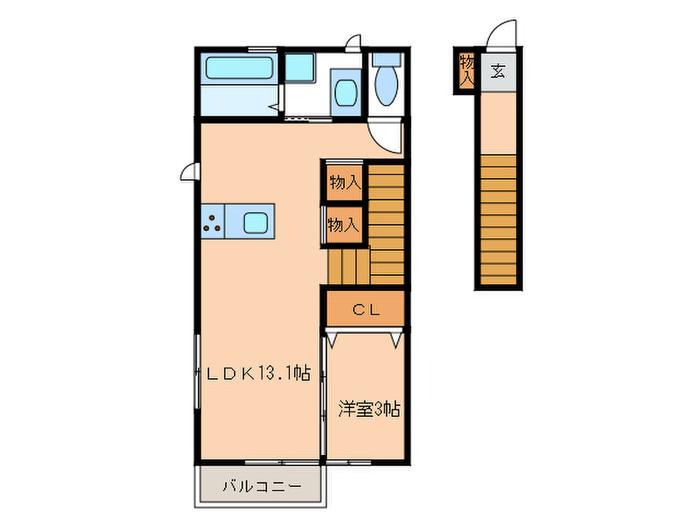 幸せ夢ハウス(1LDK/2階)の間取り写真