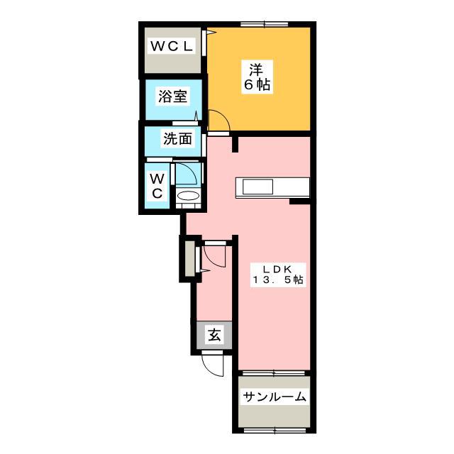 ファミール A棟(1LDK/1階)の間取り写真