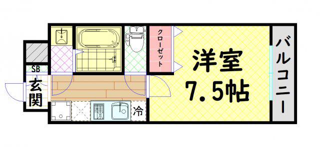 地下鉄四つ橋線 本町駅 徒歩4分 10階建 築5年(1K/3階)の間取り写真