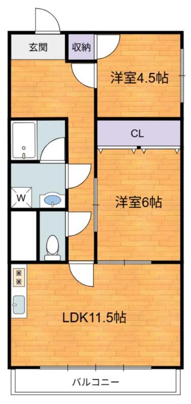 モンテフレンテ(2LDK/4階)の間取り写真