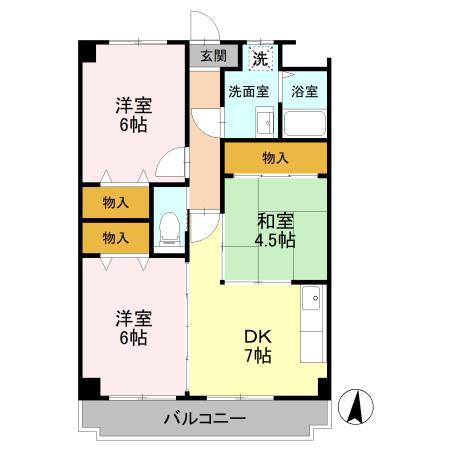 アメニティ三原(3DK/3階)の間取り写真