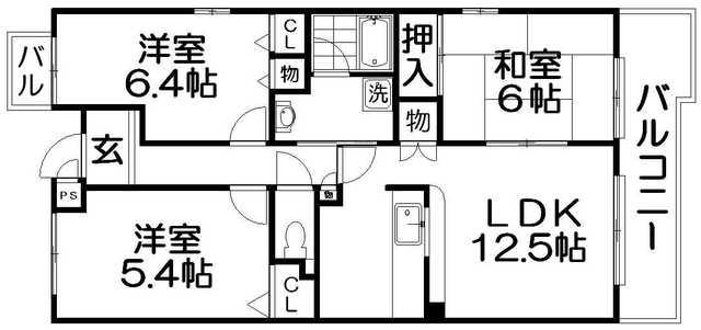 ユーアンドミー(3LDK/4階)の間取り写真