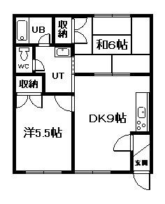 リバーシティー(2DK/2階)の間取り写真